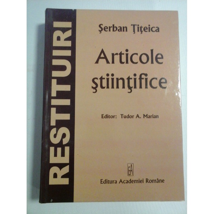    ARTICOLE  STIINTIFICE  -  Serban  TITEICA  